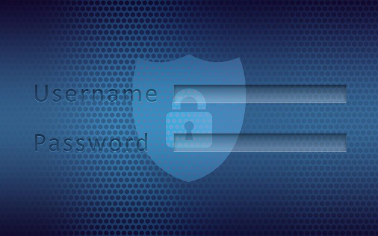 Password security illustration showing login screen with password field and lock icon