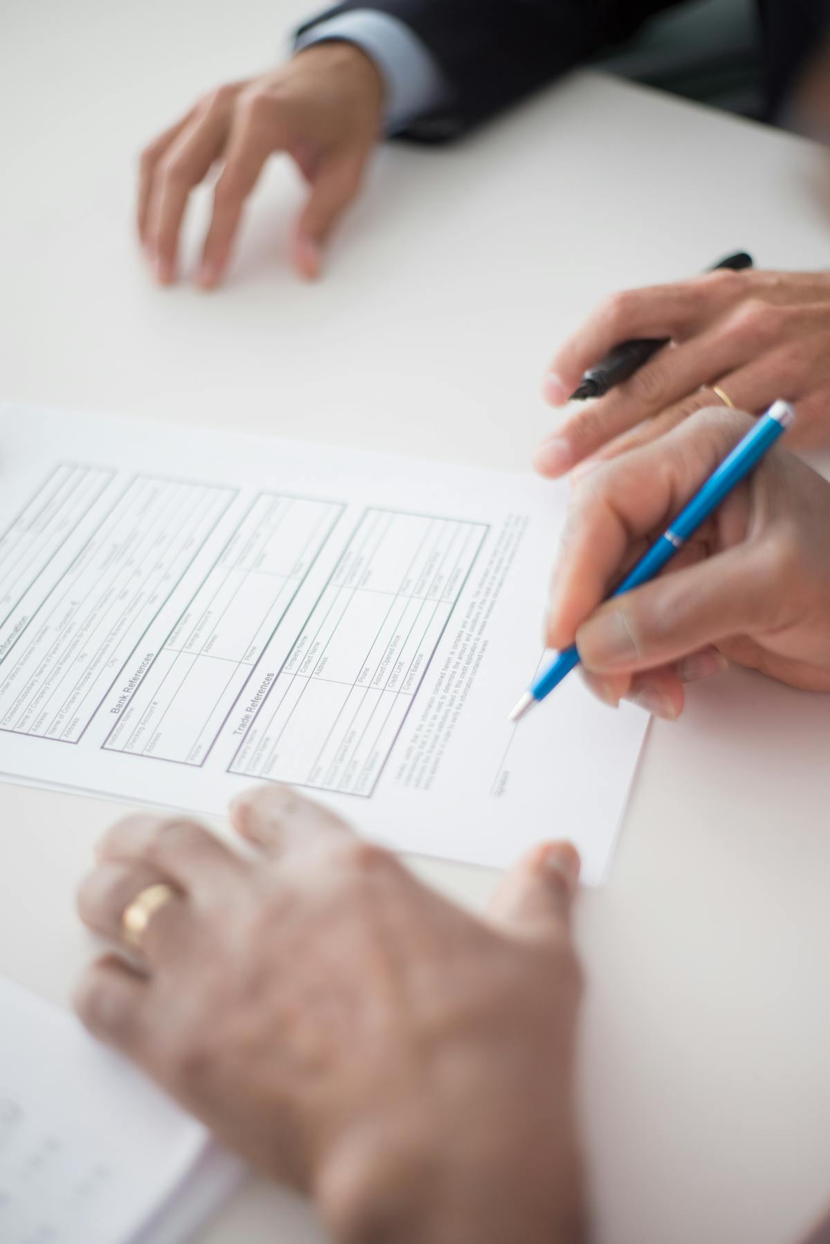 Person about to sign a legal document at a notary appointment