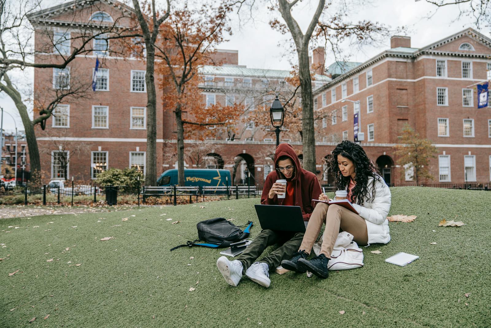 Students using laptops to search for internships